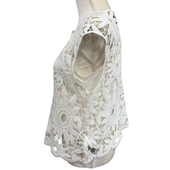 Ted Baker London Ivory KATRNN Crochet Sleeveless Lined Top Size Ted 4 US 10 NWT - Picture 4 of 15
